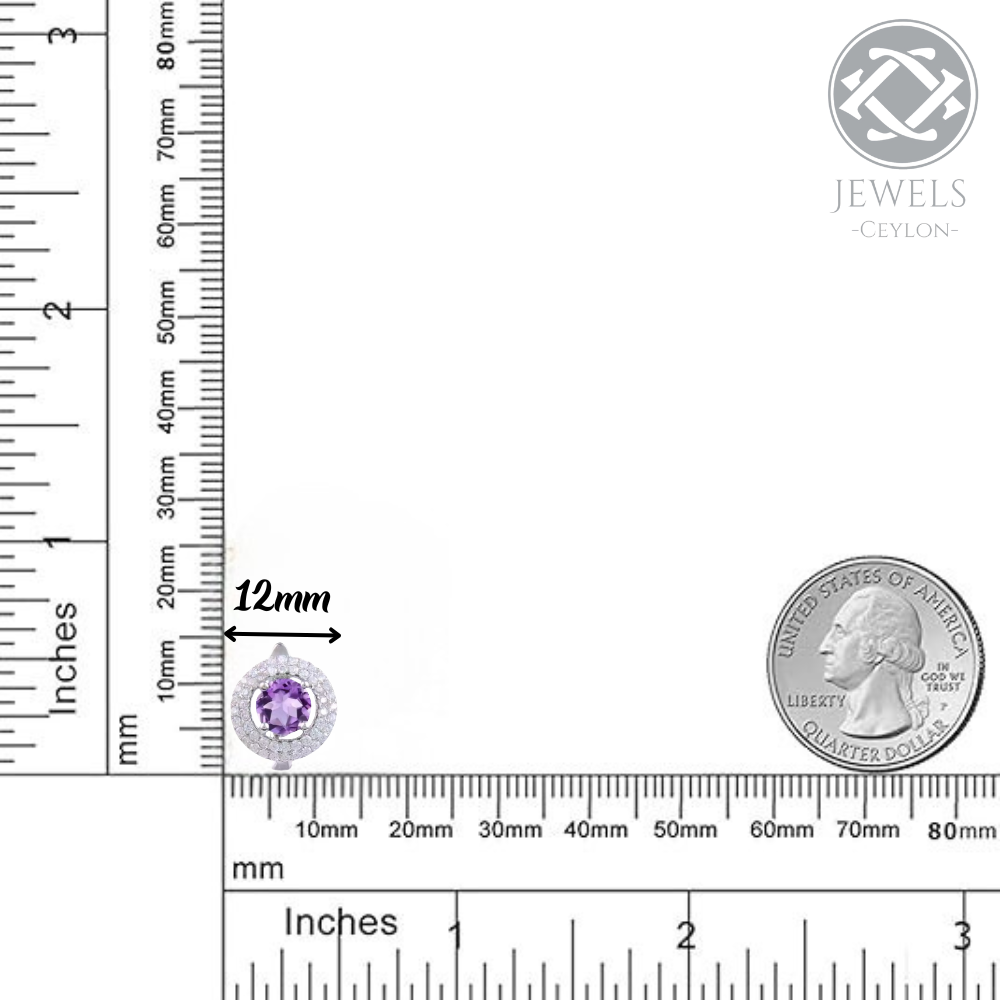 Believe - Natural Amethyst Earrings 925 Sterling Silver Plated in Rhodium