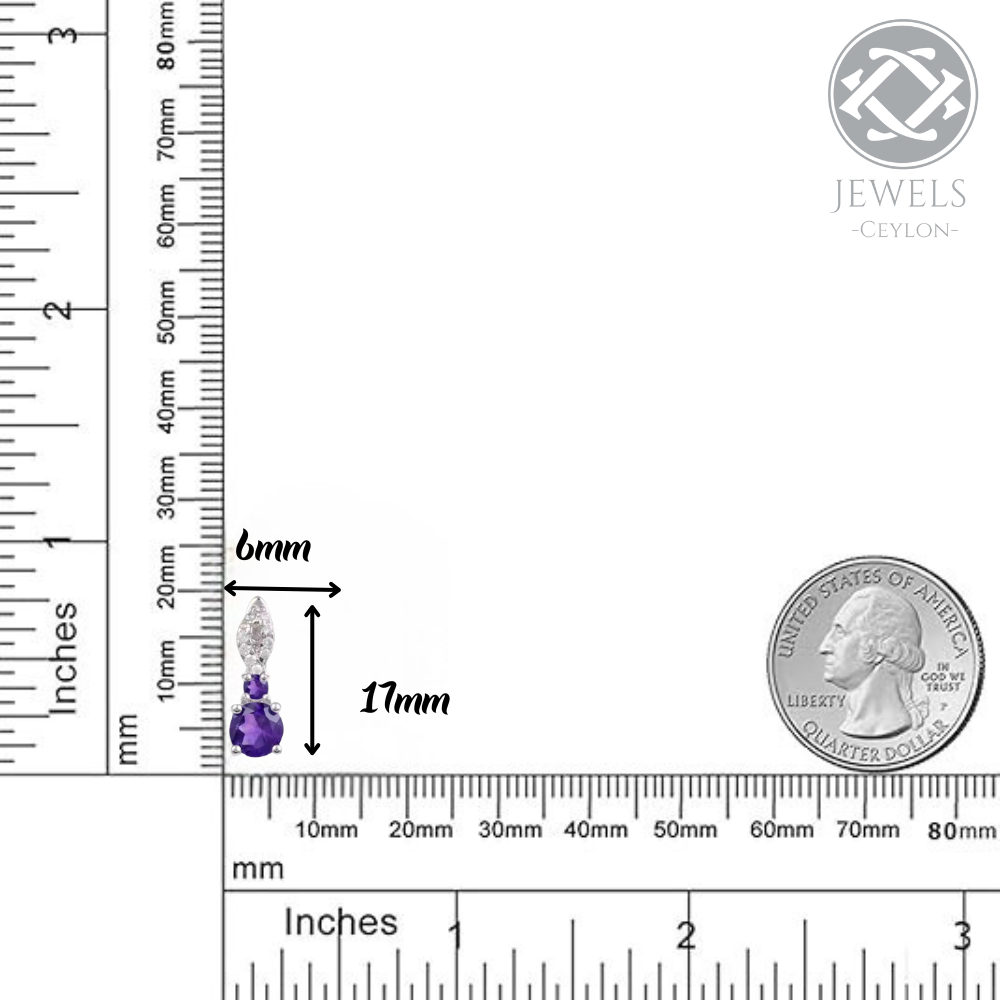 Goal - Natural Amethyst Earrings 925 Sterling Silver Plated in Rhodium