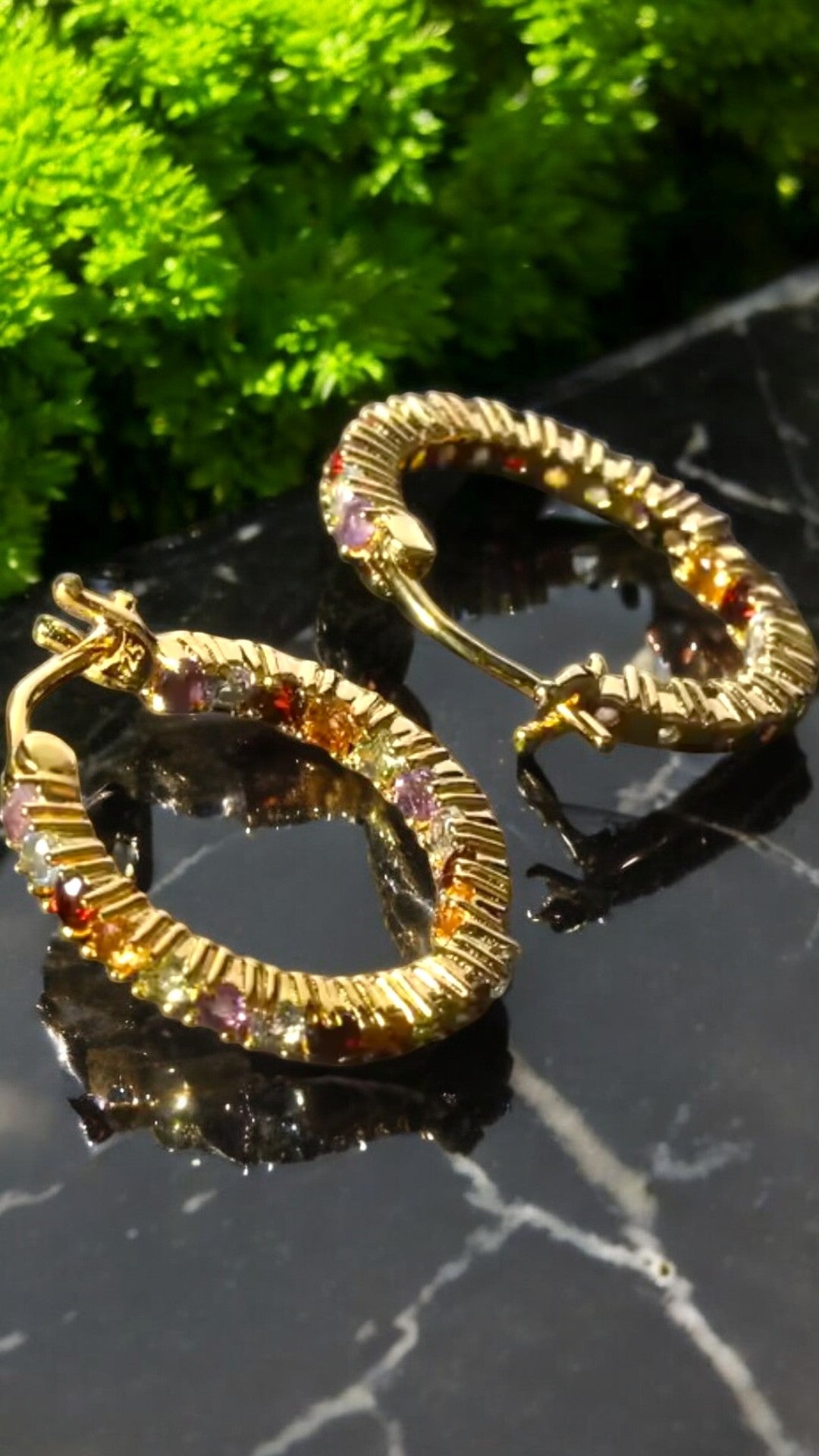 BRAVE - AMETHYST, SKY BLUE TOPAZ, GARNET, CITRINE, PERIDOT GEMSTONE HOOP EARRING IN 925 STERLING SILVER