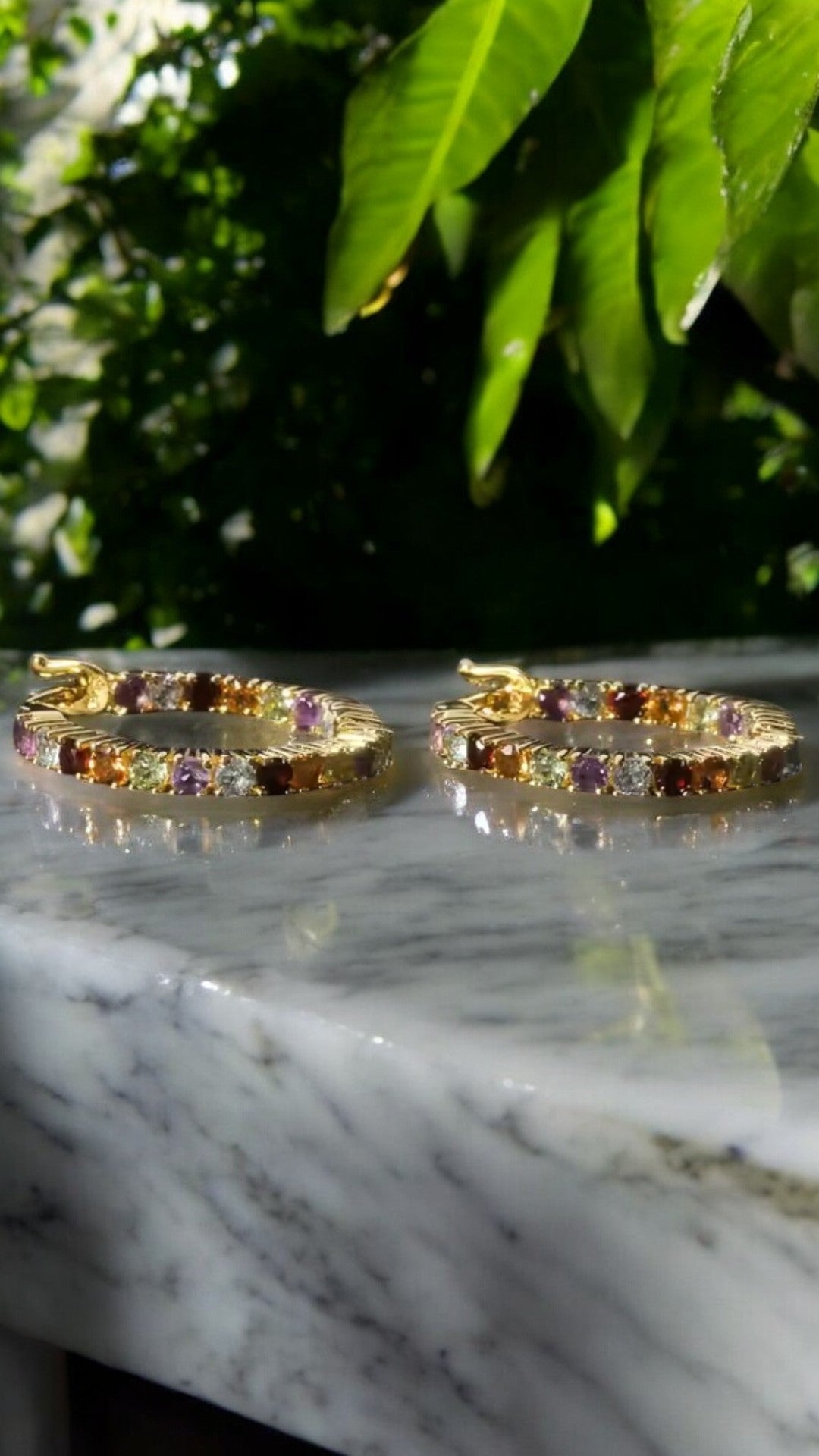 BRAVE - AMETHYST, SKY BLUE TOPAZ, GARNET, CITRINE, PERIDOT GEMSTONE HOOP EARRING IN 925 STERLING SILVER
