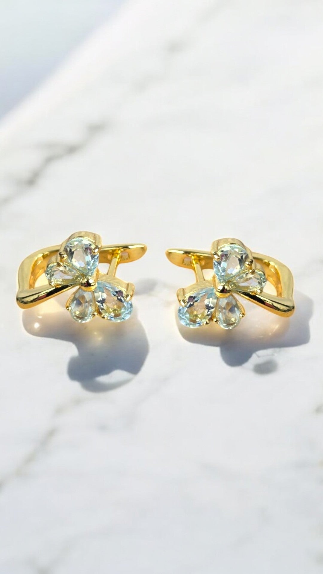 TARA – SKY BLUE TOPAZ GEMSTONE CLUSTER BUTTERFLY EARRINGS IN 925 STERLING SILVER