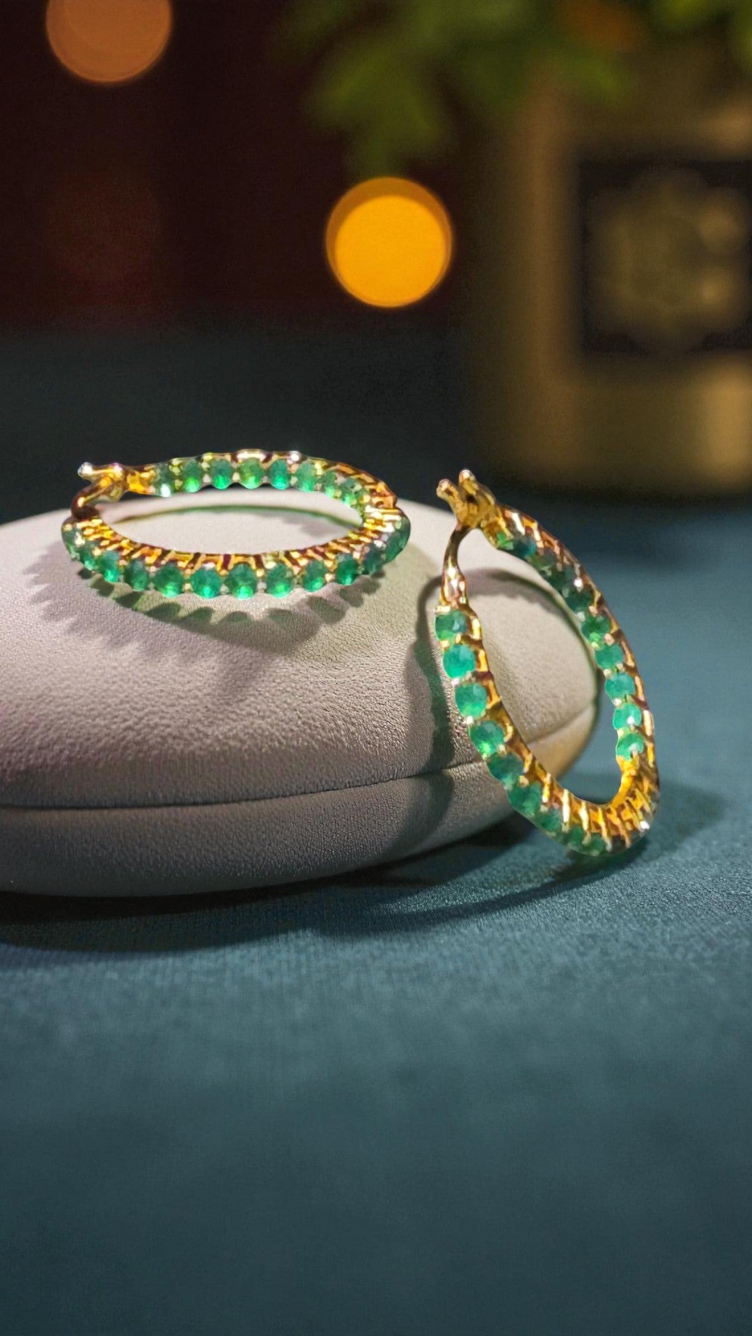 VALENTE - NATURAL AGATE GEMSTONES HOOP EARRING PLATED IN YELLOW GOLD