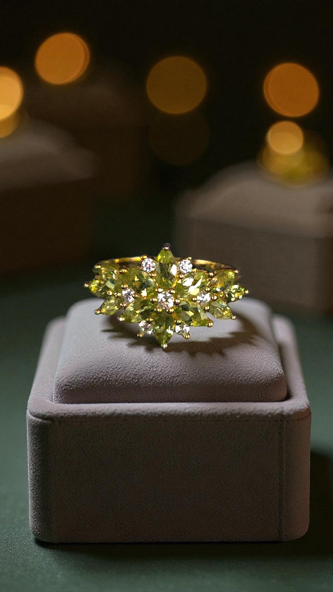 ENCHANT - NATURAL PERIDOT GEMSTONE RING PLATED IN YELLOW GOLD