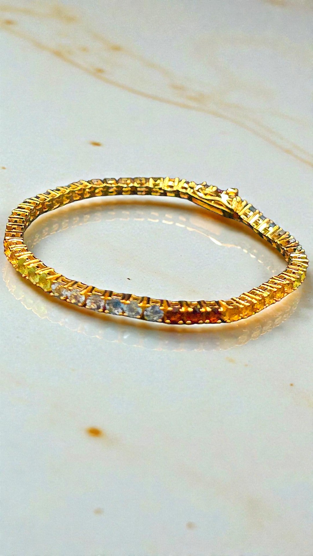 AURA - RAINBOW GEMSTONE BRACELET IN 925 STERLING SILVER PLATED IN YELLOW GOLD