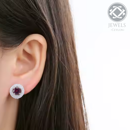 Believe - Natural Garnet Earrings  925 Sterling Silver Plated in Rhodium