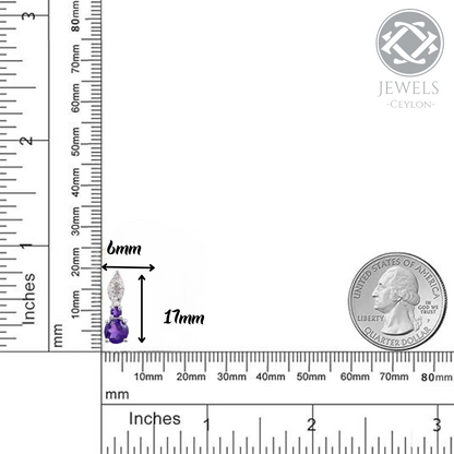 Goal - Natural  Amethyst Earrings  925 Sterling Silver Plated in Rhodium