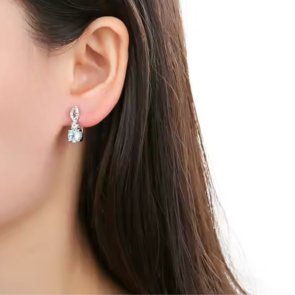Goal - Natural Blue Topaz Earrings  925 Sterling Silver Plated in Rhodium