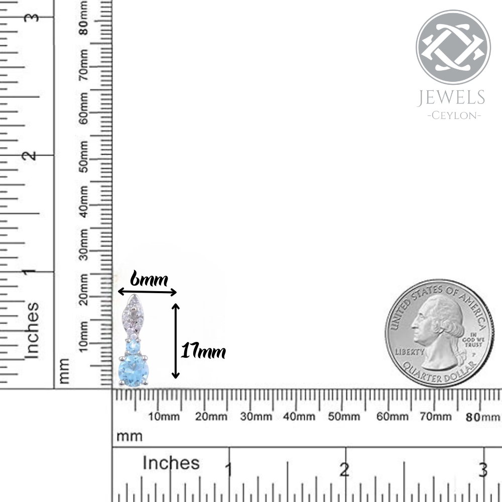 Goal - Natural Blue Topaz Earrings  925 Sterling Silver Plated in Rhodium