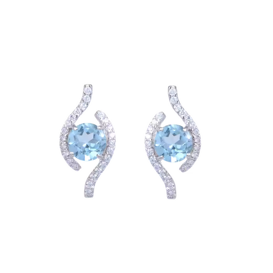 Higher - Natural Blue Topaz Earrings  925 Sterling Silver Plated in Rhodium
