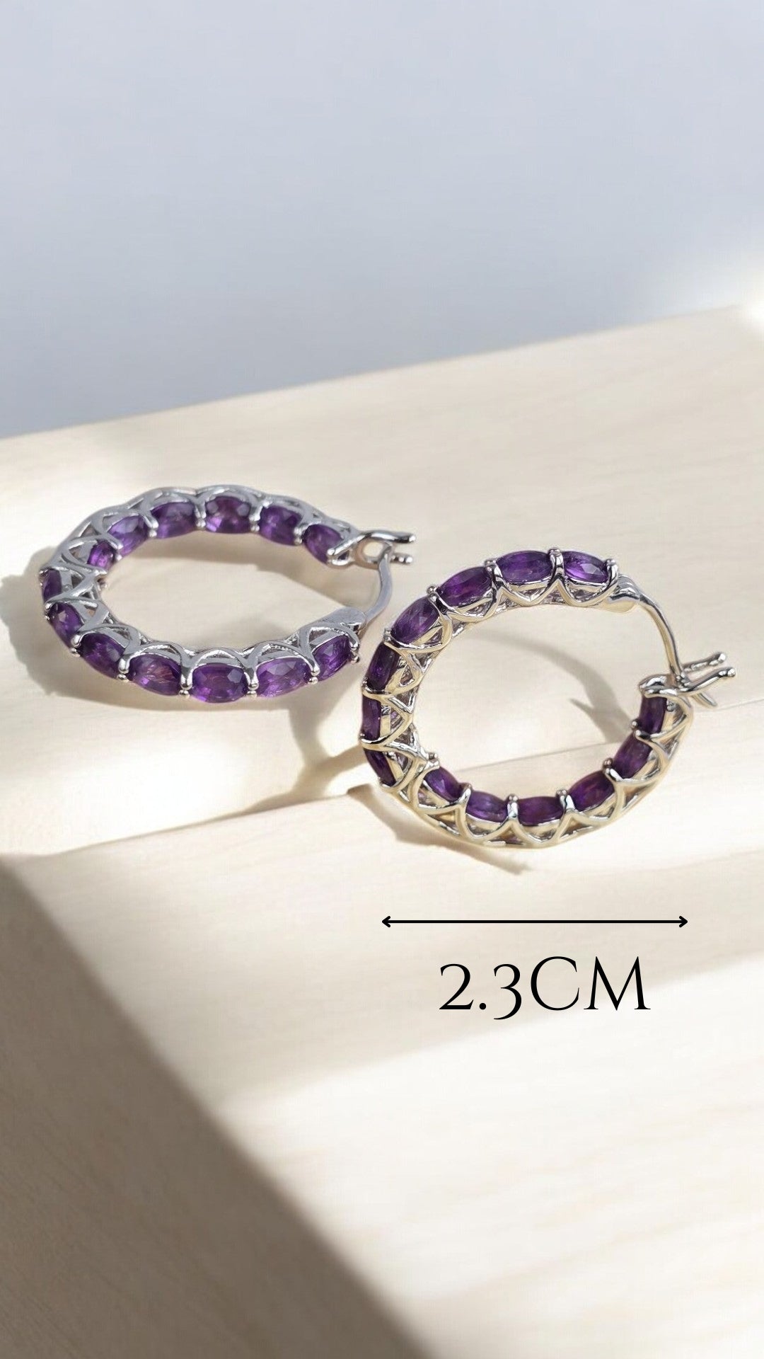 LONDONER (NATURAL AMETHYST) GEMSTONE EARRING IN 925 STERLING SILVER