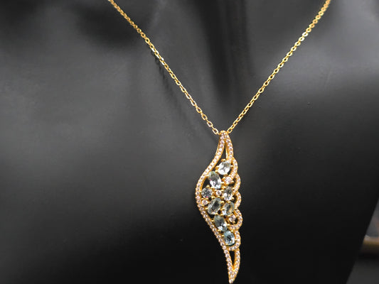 ZARA - NATURAL BLUE TOPAZ GEMSTONE NECKLACE IN 925 STERLING SILVER