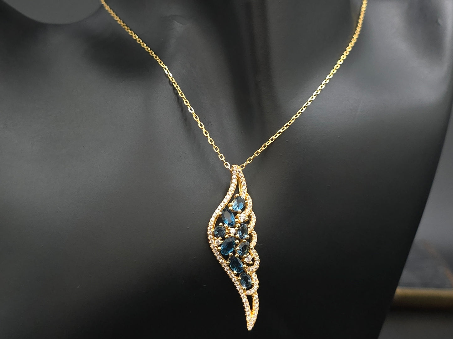 ZARA - NATURAL LONDON BLUE TOPAZ GEMSTONE NECKLACE IN 925 STERLING SILVER