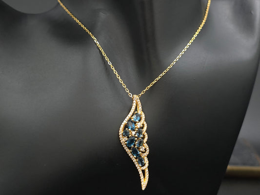 ZARA - NATURAL LONDON BLUE TOPAZ GEMSTONE NECKLACE IN 925 STERLING SILVER