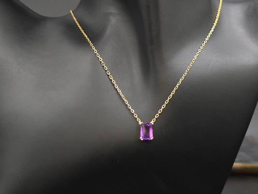 KORA - NATURAL LARGE AMETHYST GEMSTONE NECKLACE IN 925 STERLING SILVER