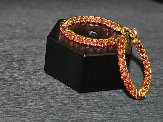 Queen - Natural Garnet Hoop Earrings