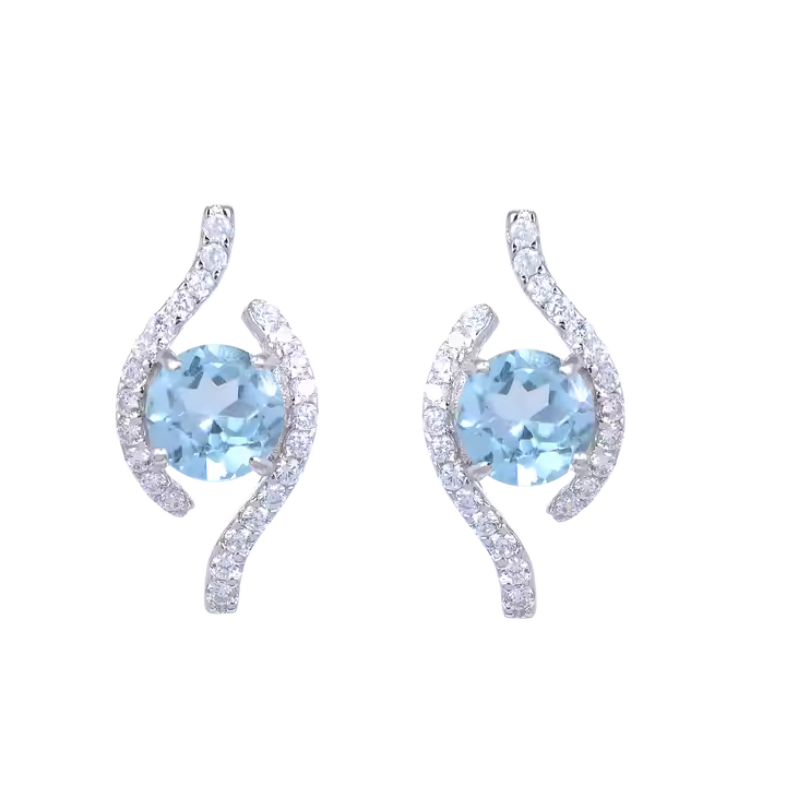 Higher - Natural Blue Topaz Earrings  925 Sterling Silver Plated in Rhodium