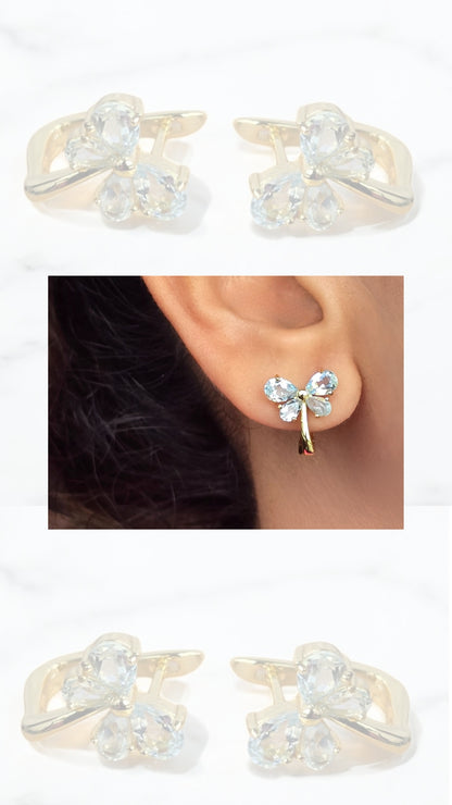 TARA – SKY BLUE TOPAZ GEMSTONE CLUSTER BUTTERFLY EARRINGS IN 925 STERLING SILVER