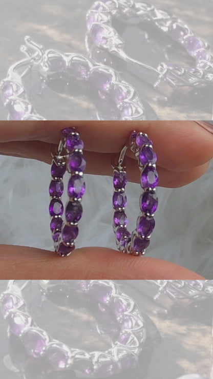 LONDONER (NATURAL AMETHYST) GEMSTONE EARRING IN 925 STERLING SILVER
