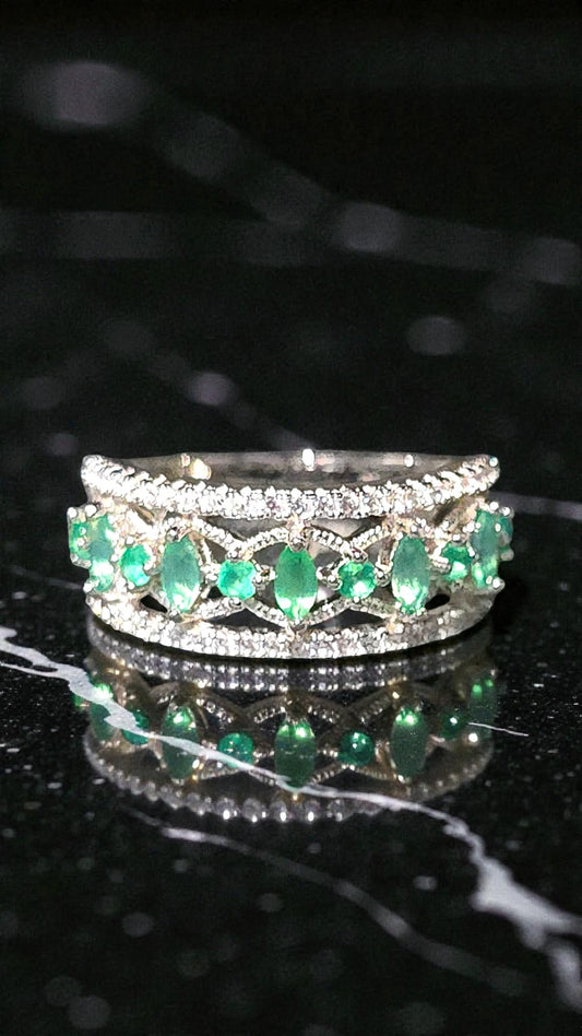 THALIA – AGATE GEMSTONE RING PLATED IN RHODIUM WHITE GOLD