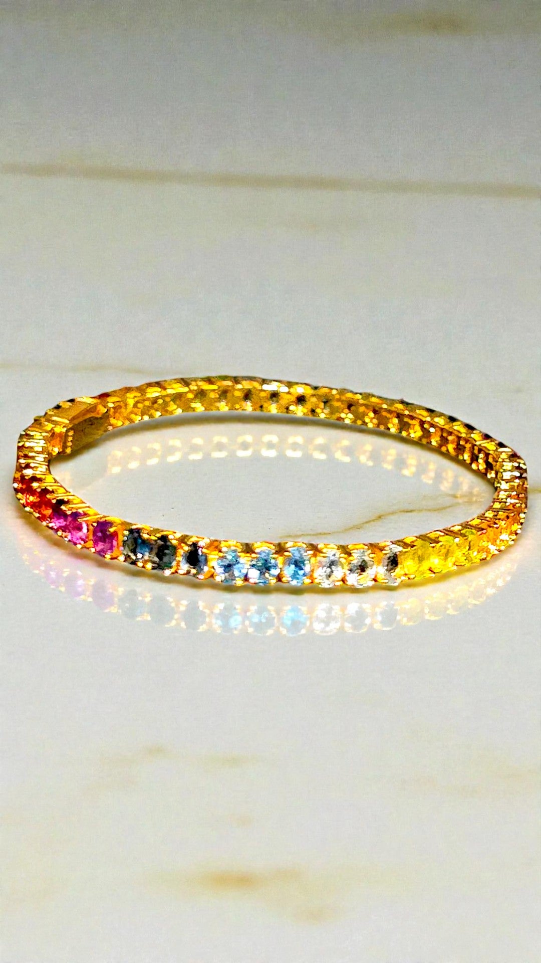 AURA - RAINBOW GEMSTONE BRACELET IN 925 STERLING (OVAL) Plated in Gold