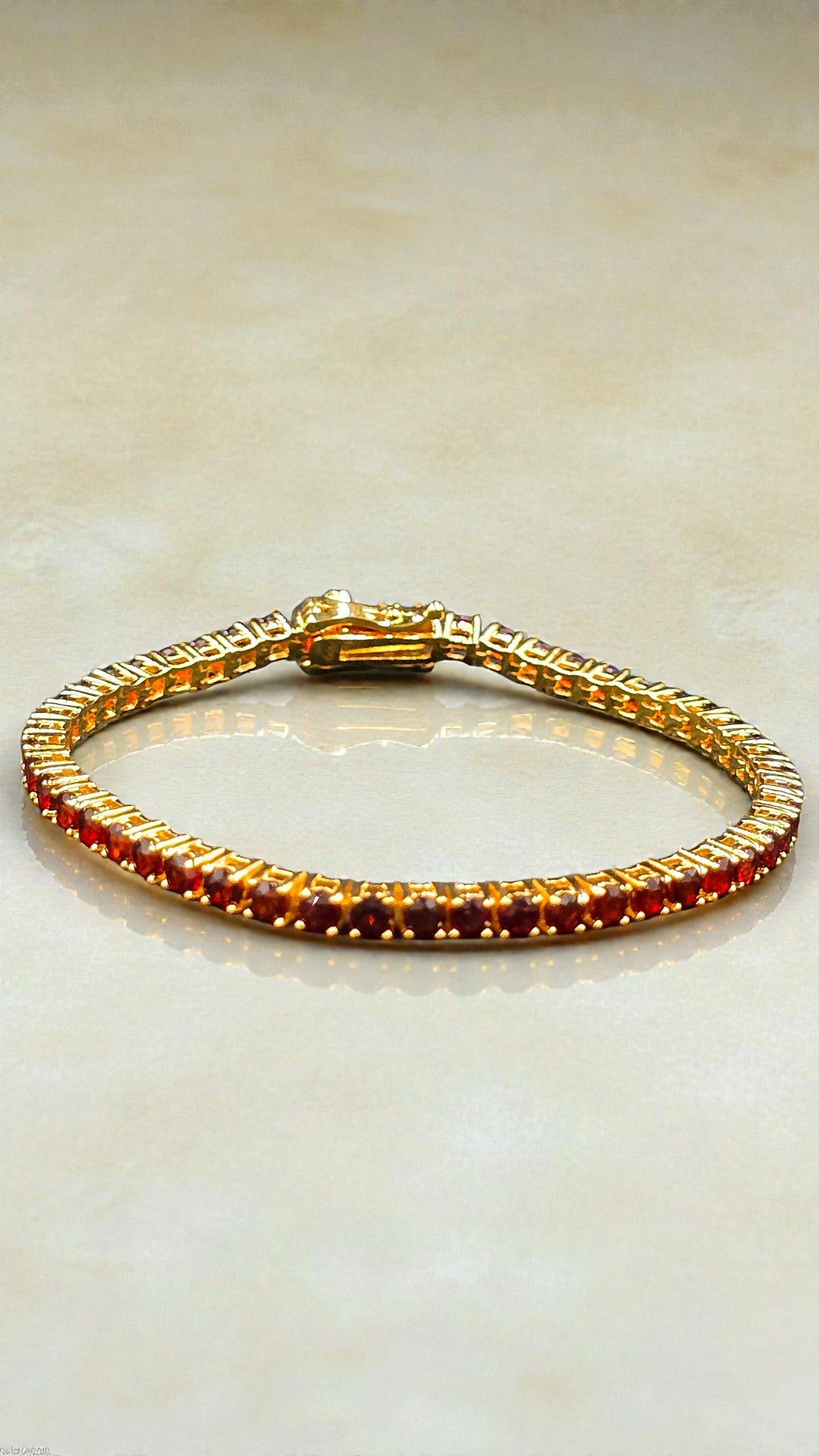 AURA - GARNET GEMSTONE BRACELET IN 925 STERLING Plated in Gold