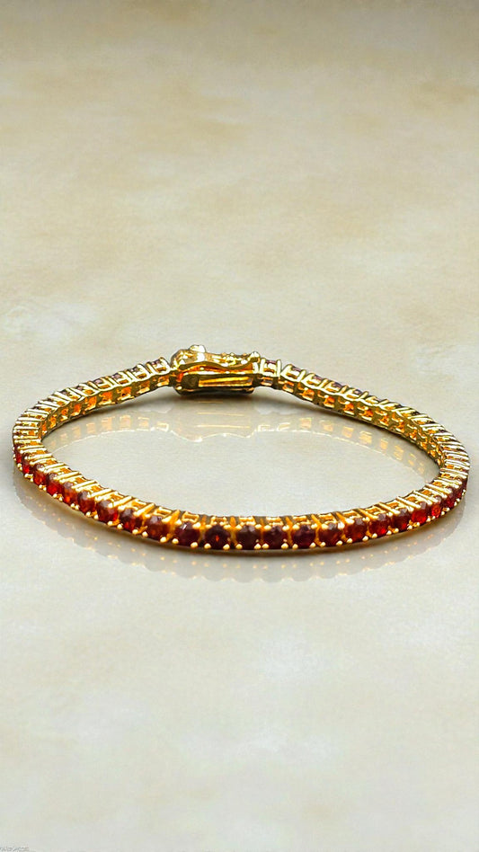 AURA - GARNET GEMSTONE BRACELET IN 925 STERLING Plated in Gold