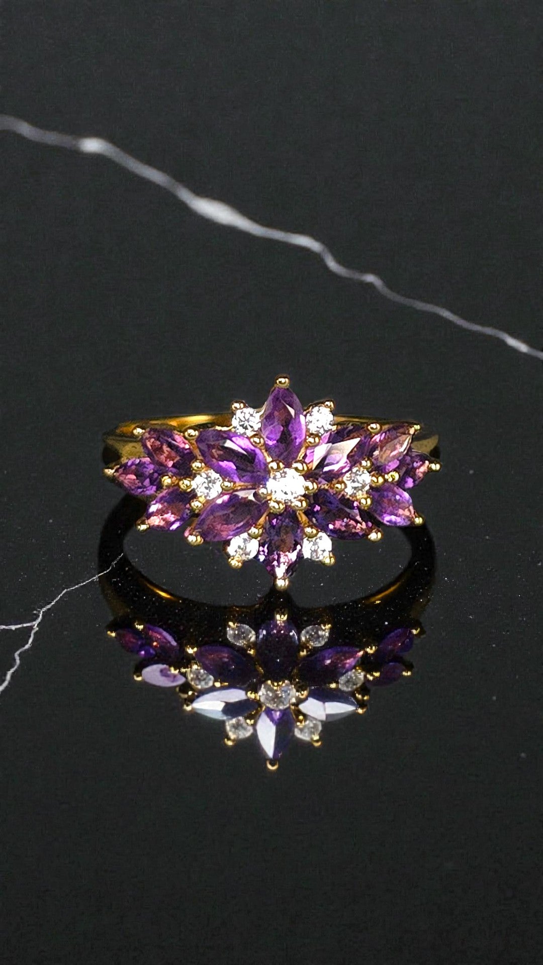 ENCHANT - NATURAL AMETHYST GEMSTONE RING PLATED IN YELLOW GOLD