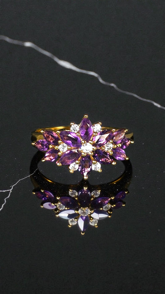ENCHANT - NATURAL AMETHYST GEMSTONE RING PLATED IN YELLOW GOLD